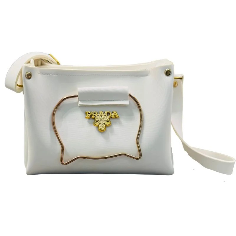 White Elegant Cat Handle Handbag for Girls & Ladies | Stylish Shoulder & Crossbody Bag with Gold Accents | Adjustable Strap - Image 6