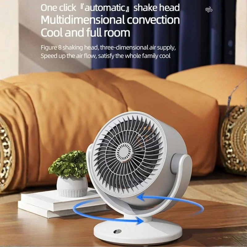 Oscillating Desktop Circulating Fan FT-905 | Rechargeable Mini Table Fan with LED Display & 3 Speeds - Image 4