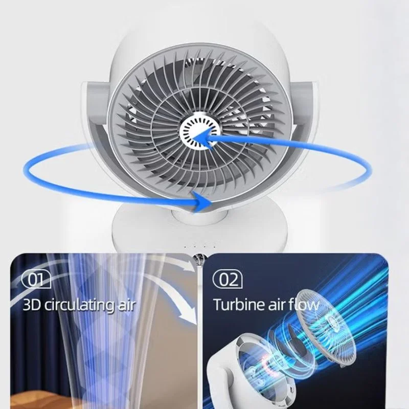 Oscillating Desktop Circulating Fan FT-905 | Rechargeable Mini Table Fan with LED Display & 3 Speeds - Image 3